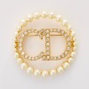 Christian Dior, Faux Pearls & Crystal Pin Brooch with Box