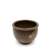 A Chinese Gold Inlaid Bronze Pot (Qianlong Nian Zhi Mark)