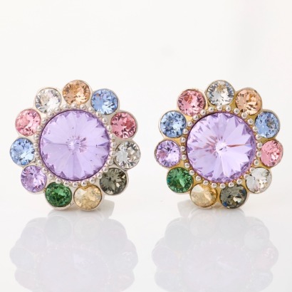 Miu Miu, Crystal Embellished Clip-on Earrings with Box