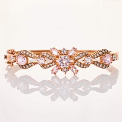 ARTE, Pink / White Crystal Embellished Bangle with Box