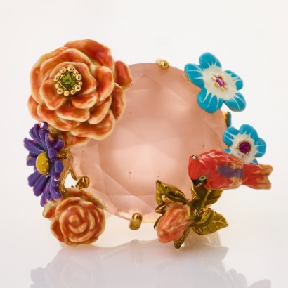 Les N&eacute;r&eacute;ides, Botanic Enamel / Crystal Ring, Size L