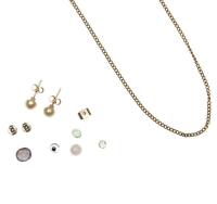 A collection of loose gems and jewellery oddments including an old European cut diamond of estimated weight 0.25 carat, an opal bead and an oval emerald.