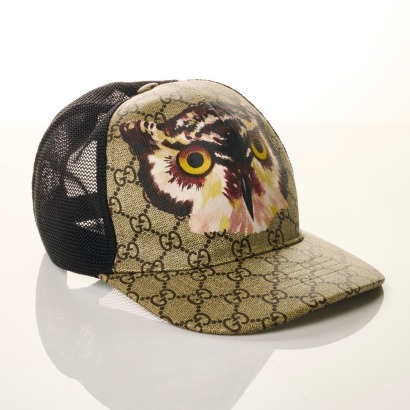 Gucci, Owl Print GG Supreme Baseball Hat, Size L