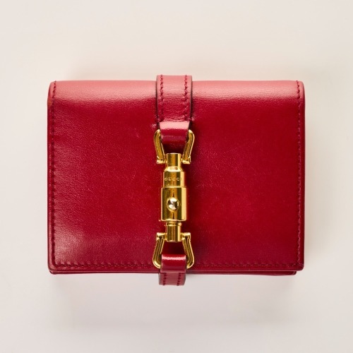 Gucci, Red Jackie Card Case Wallet with Box