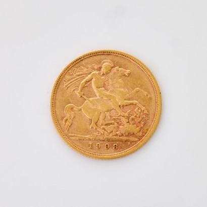 22ct Yellow Gold, 1907 Half Sovereign Coin