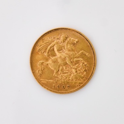 22ct Yellow Gold, 1908 Half Sovereign Coin