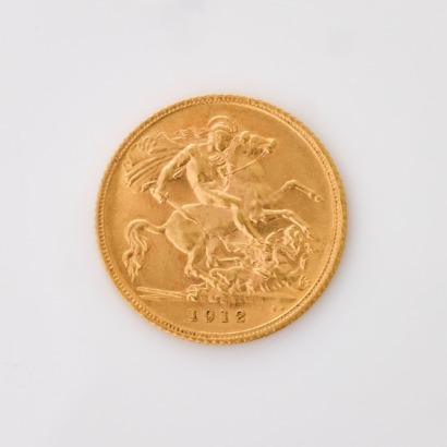 22ct Yellow Gold, 1912 Half Sovereign Coin