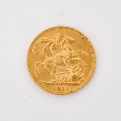 22ct Yellow Gold, 1911 Full Sovereign Coin