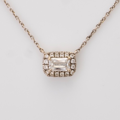 18ct White Gold, Modern, 0.26ct Ashoka Cut Diamond / 0.16ct Diamond Necklace