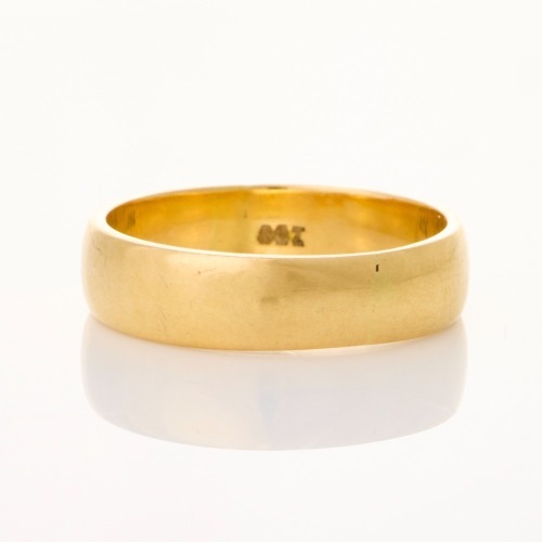 18ct Yellow Gold, 5mm Wide Plain Band, Size N
