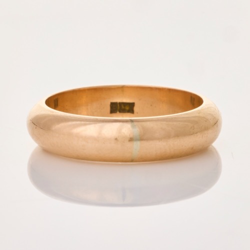 9ct Rose Gold, 4.80mm Wide Plain Band, SIze M 1/2