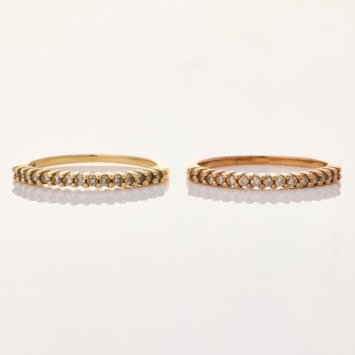 9ct Yellow / Rose Gold, 0.34ct Diamond Matching Rings