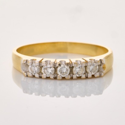 18ct Yellow Gold, 0.20ct Diamond Five Stone Ring