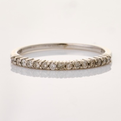 9ct White Gold, Fine, 0.15ct Diamond Band