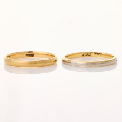18ct Yellow / White Gold, Pair of Plain Bands