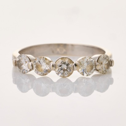 18ct White Gold, 1.04ct Diamond Five Stone Ring