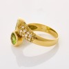 18ct Yellow Gold, Oval Peridot / Clear Stone Cross Over Ring - 2