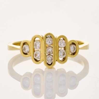 18ct Yellow Gold, Modern, 0.32ct Diamond Channel Set Dress Ring