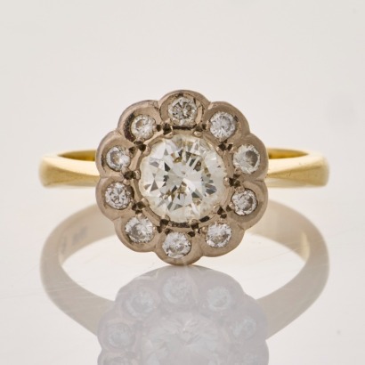 18ct Yellow / White Gold, Modern, 0.60ct Diamond Cluster Ring