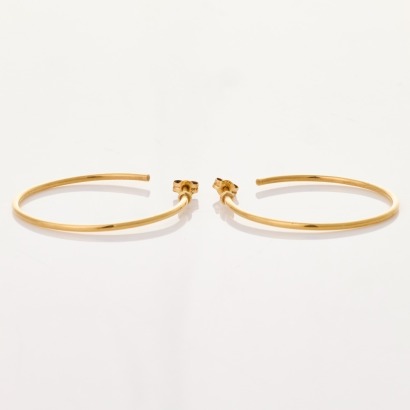 9ct Yellow Gold, 1.59mm Wide Wire Hoop Earrings