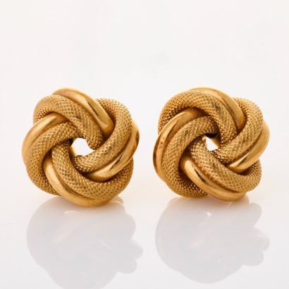 9ct Yellow Gold, 18.3mm Hollow Knot Earrings