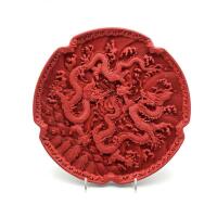 A Chinese Red Lacquer 'Dragon' Plate