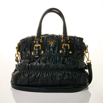Prada, Black Gaufre Nappa Leather Shoulder Bag
