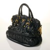 Prada, Black Gaufre Nappa Leather Shoulder Bag - 2