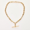 15ct Yellow Gold, 40cm Victorian, T-Bar Paperclip Link Fob Chain - 2
