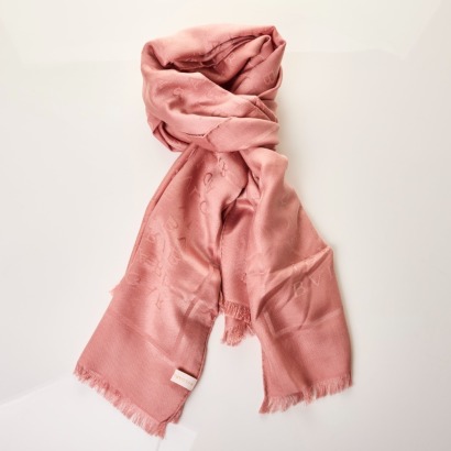 Bulgari, 55% Silk / 35% Wool Pink Logomania Stole