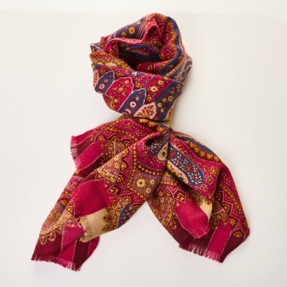 Etro, Magenta 70% Cashmere / 30% Silk Paisley Scarf
