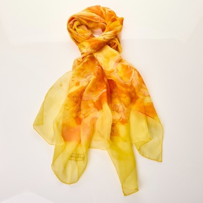 Salvatore Ferragamo, Yellow 100% Silk Sheer Scarf