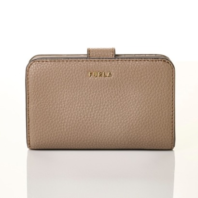Furla, Taupe Leather Compact Wallet with Box