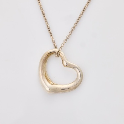 Tiffany & Co, Elsa Peretti Sterling Silver &lsquo;Open Heart&rsquo; Pendant on 40cm Chain