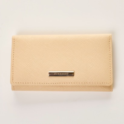Burberry, Cream Leather Novacheck Key Case with Box