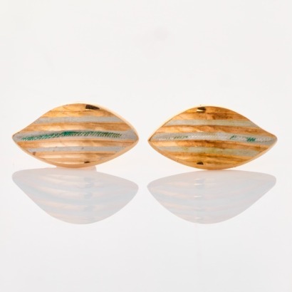 9ct Rose Gold, Hollow Leaf Shaped Earrings.