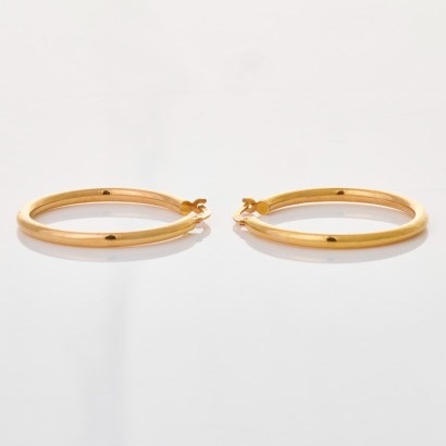 9ct Rose Gold, 2.5mm Wide Hollow Hoop Earrings