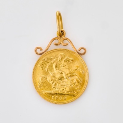 1902 Gold Half Sovereign with 9ct Yellow Gold Bale