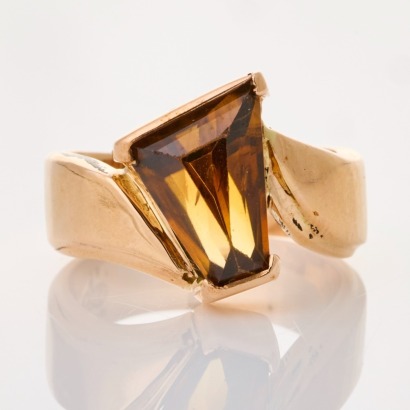 9ct Rose Gold, Handmade, Freeform Natural Brown Zircon Ring, Designed as a one-off by Bruce Rosewarne