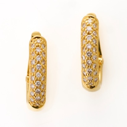 18ct Yellow Gold, Modern, 0.50ct Diamond Pave Huggie Earrings