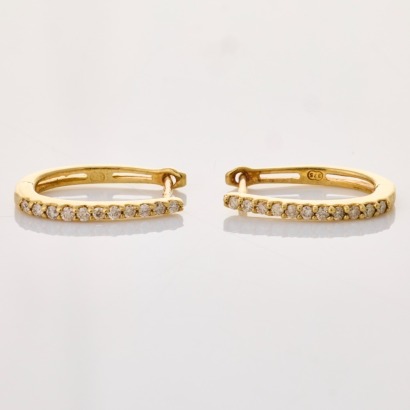 9ct Yellow Gold, Modern, 0.25ct Diamond Micro Claw Huggie Earrings