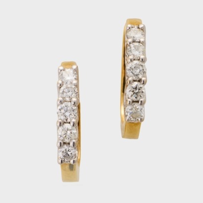 18ct Yellow Gold, Modern, 0.50ct Diamond Huggie Earrings