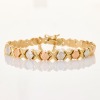10ct Tricolour Gold, 19cm Hugs & Kisses Hollow Link Bracelet