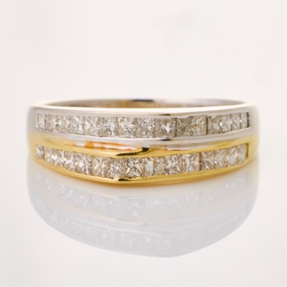 18ct Yellow / White Gold, Modern, 1.10ct Diamond Channel Set Ring