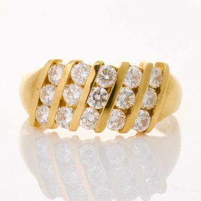 18ct Yellow Gold, Modern, 1.05ct Diamond Channel Set Ring