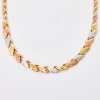 9ct Tricolour Gold, Italian Made, 44cm Hollow Leaf Link Necklace