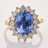 Platinum /18ct Yellow Gold, 5.21ct Sapphire / 0.84ct Diamond Traditional Cluster Ring