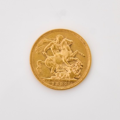 22ct Yellow Gold, 1892 Full Sovereign Coin