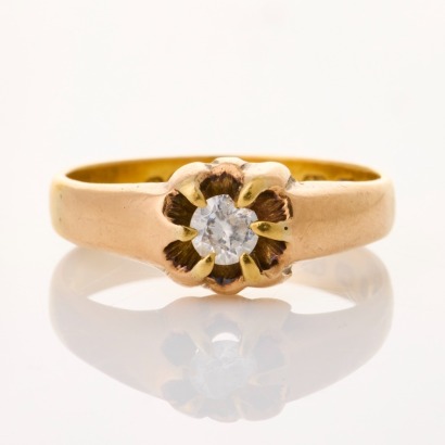 22ct Yellow Gold, Clear Stone (broken) Ring