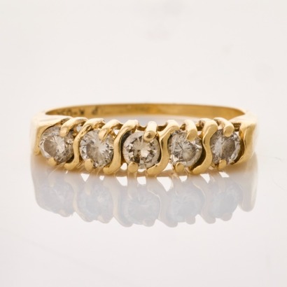 14ct Yellow Gold, .50ct Five Stone Diamond Ring